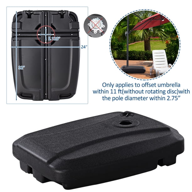 60l plastic weighted fill water sand wheel patio umbrella base Resenkos Outdoor Umbrella Base, 60L Plastic Weighted Fill Water Sand Wheel  Patio Umbrella Base, Black