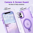 thumbnail image 6 of CASEFIV for iPhone 11 Case,with Magnetic Invisible Stand [Military Drop Protection] [Compatible with MagSafe] Shockproof Slim Translucent Anti-Slip with 2 Screen Protector+2 Lens Protector,Purple, 6 of 8