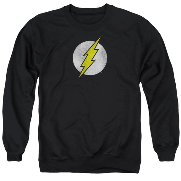 DC Comics Flash Flash Logo Distressed Adult Crewneck Sweatshirt Black
