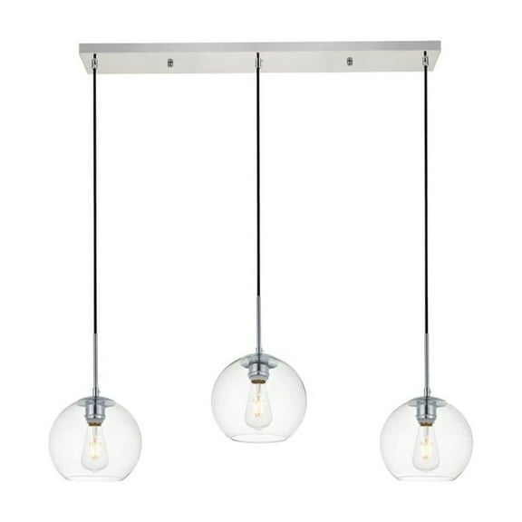 Baxter 3 Lights Chrome Pendant With Clear Glass