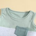 thumbnail image 4 of 2Pcs Infant Baby Boy Casual Summer Outfit Set Sleeveless Patchwork Tank Tops Solid Drawstring Shorts with Pockets, 4 of 5
