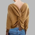 thumbnail image 3 of UAMVSH Women's Twist Fashion Sweaters Tops Trendy Long Sleeve Cross Backless V-Neck Pullover Going out Casual Knitted Sweaters(Free Size,Khaki), 3 of 4