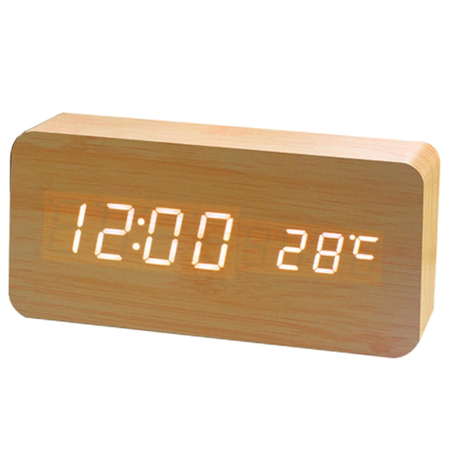 Reloj despertador digital Dinheiro con pantalla LED electrónica de madera