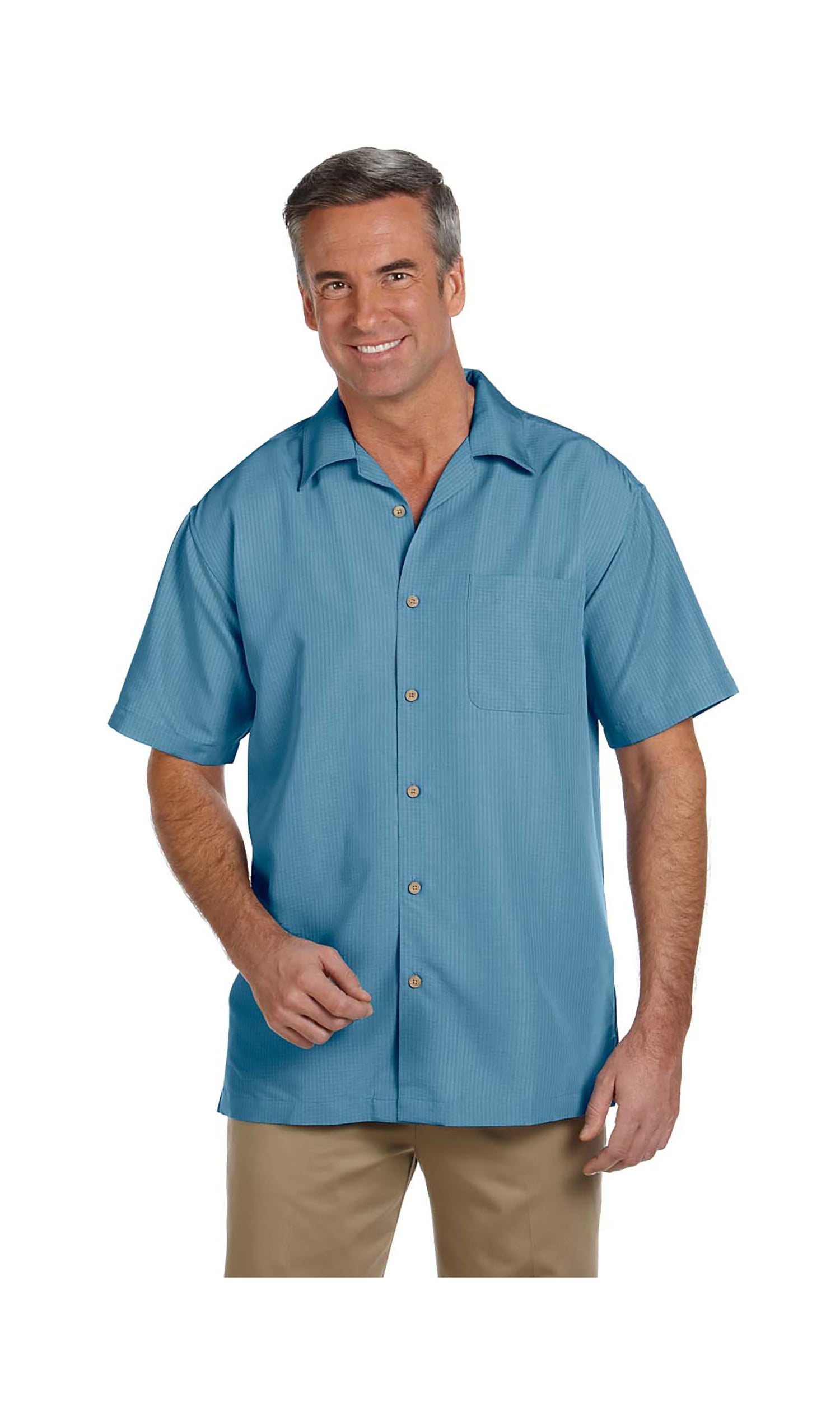 Harriton Mens Barbados Textured Camp Shirt