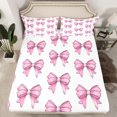 thumbnail image 2 of Homewish Ribbon Bow Knot Twin Sheet Sets,Cartoon Bowtie Twin Fitted Sheet,Pink Bowknot Flat Sheet For Girl,Breathable Home Decor,3 Pieces, 2 of 7
