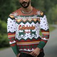 thumbnail image 2 of Pompotops Hauts Amusants pour Hommes Imprimé de Noël Col Rond Manches Longues T-Shirt Blouse en Solde, 2 of 5