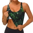 thumbnail image 4 of Haiem Lush Foliage Green Plant Pattern Womens Sports Bra - U Neck Padded Low Impact Yoga Bra Workout Crop Top Gym Moisture-Wicking Workout Vest -X-Large, 4 of 9