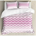 thumbnail image 3 of Pale Pink Duvet Cover Set Twin Size, Chevron Zigzag Pattern with Twisted Parallel Lines in Vibrant Tones Graphic, Decorative 2 Piece Bedding Set with 1 Pillow Sham, Magenta White, by Ambesonne, 3 of 3
