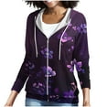 thumbnail image 5 of Womens Coats Plus Size Hooded Pocket Zipper Print Long Sleeve Sweatshirt Coat Outerwear,Tops for Women, 5 of 6