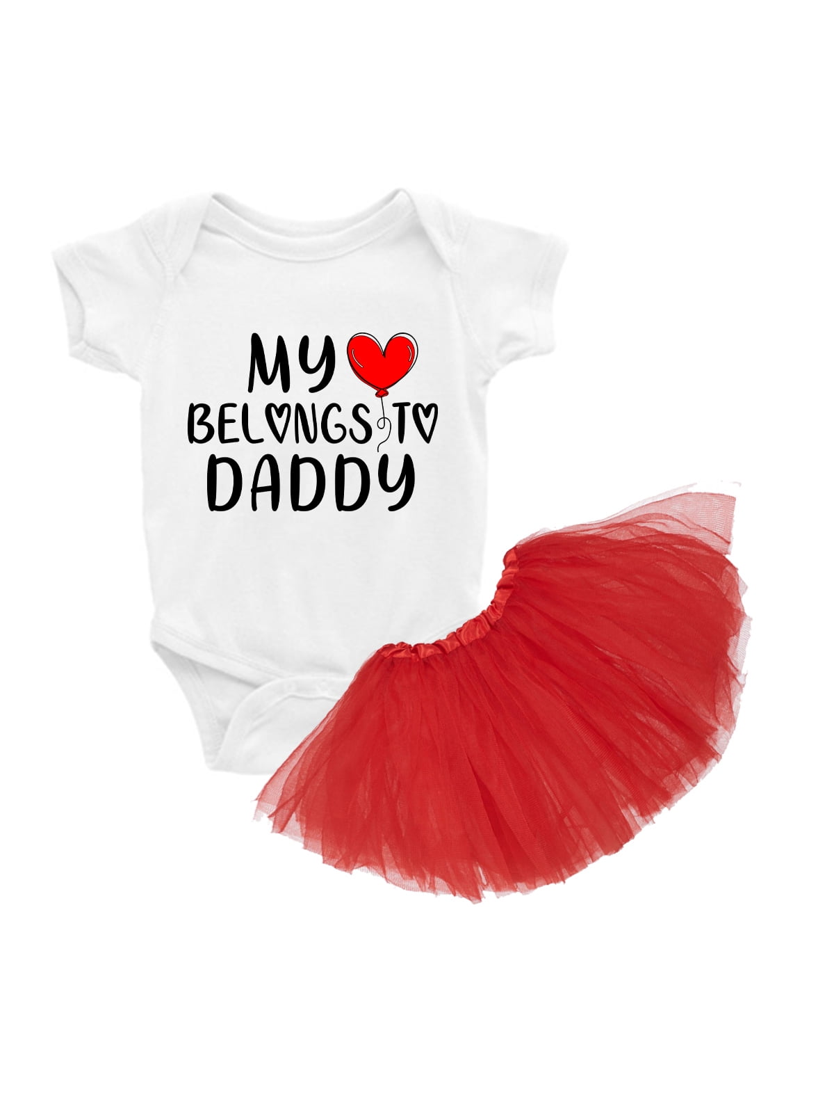 Valentine's Day Skirt Set with Bodysuit My Heart Belongs to Daddy Baby Girl Clothes Size 18