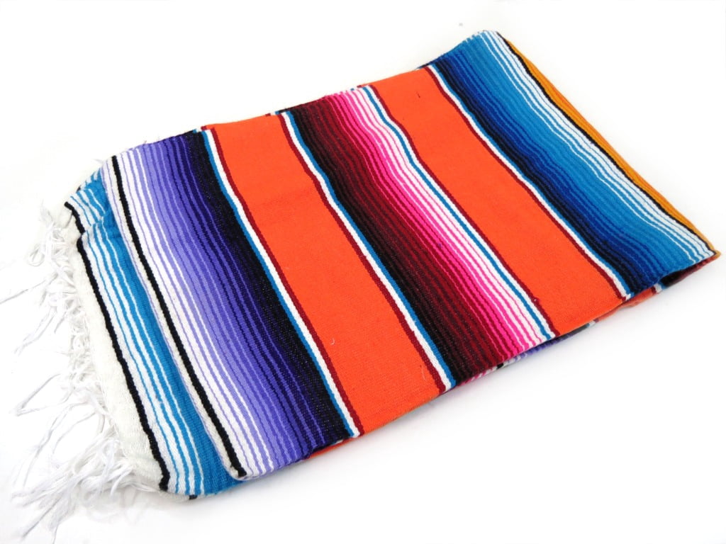 Mexican Serape Sarape Blanket XL 84" x 55"  Orange