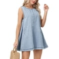 thumbnail image 3 of Vestido Vidifid para mujer, casual, sin mangas, de mezclilla, azul claro, 3 of 6