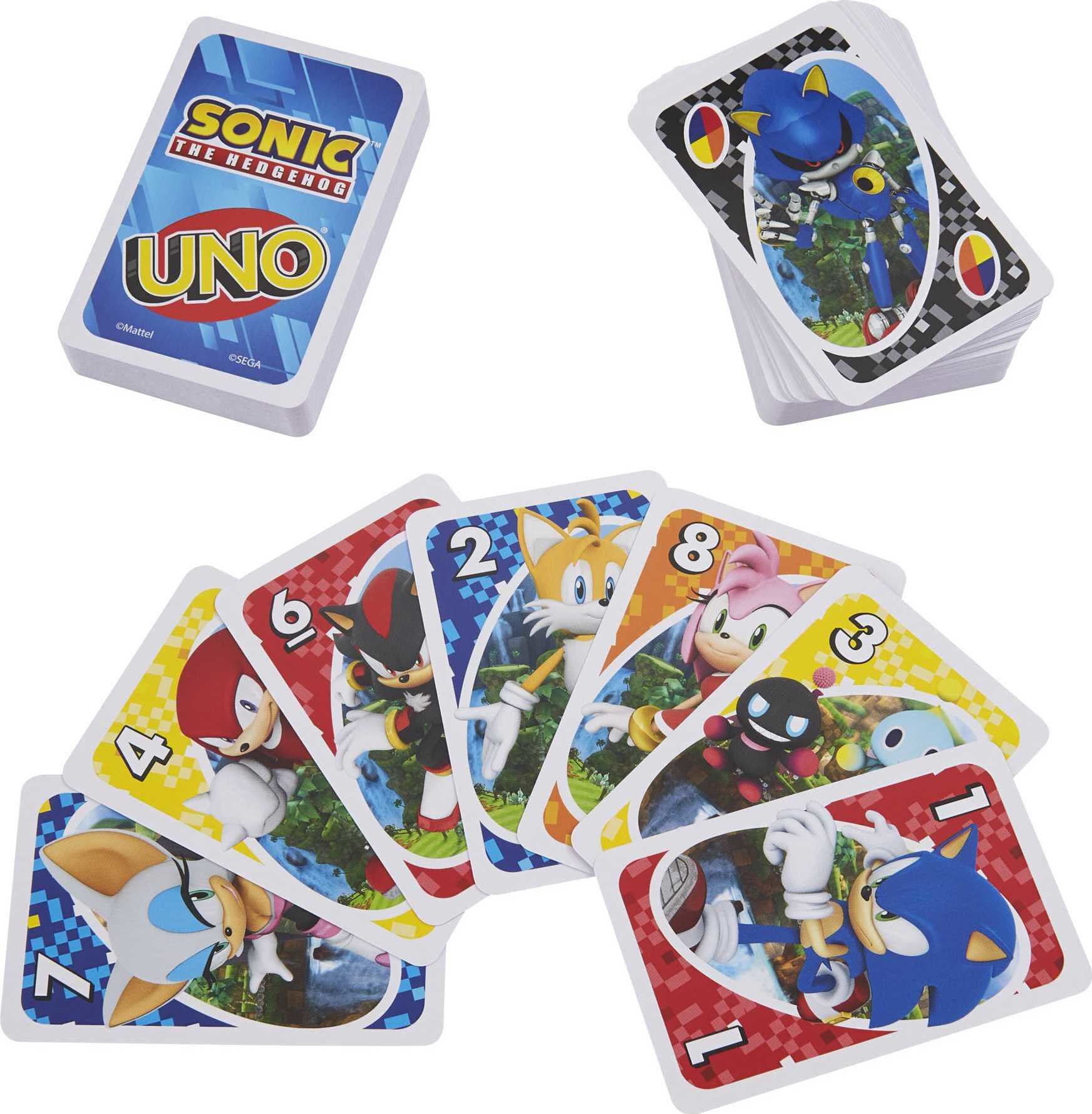 UNO Sonic the Hedgehog Card Game for Kids & Family, 2-10 Players, Ages 7 Years & Older
