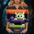 thumbnail image 2 of Godom Womens V-Neck T-Shirt Halloween Graphic Tees Tops 3/4 Long Sleeve Casual T Shirts, 2 of 5