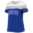 thumbnail image 2 of Women's Royal/Heather Gray Chicago Cubs Plus Size Colorblock T-Shirt, 2 of 3