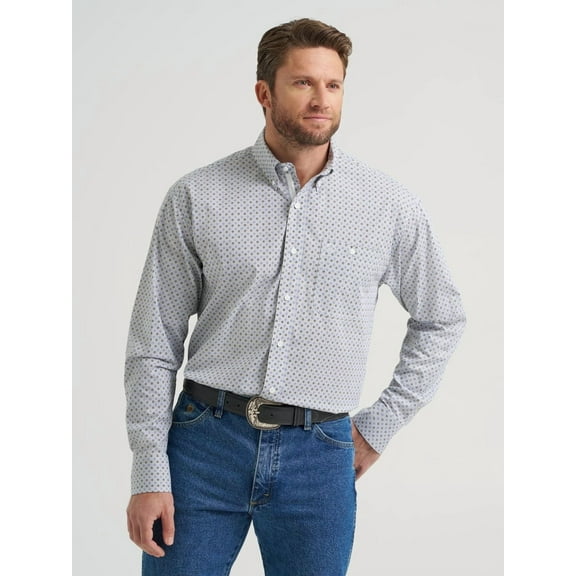 Wrangler Mens George Strait White Floral Print Shirt