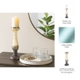 thumbnail image 6 of Decorative Ombre Crackled Glass Candle Holder - Modern Pillar Candlestick Holder for Table Centerpiece or Home Decor Accents - Elegant Candle Stand for Special Occasions - 15.25", Purple & Gold, 6 of 11