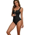 thumbnail image 5 of ATTRACO One Piece Swimsuit Women Color Contrast U Collar Bathing Suit Sexy Monokini Swimwear S-XL, 5 of 6