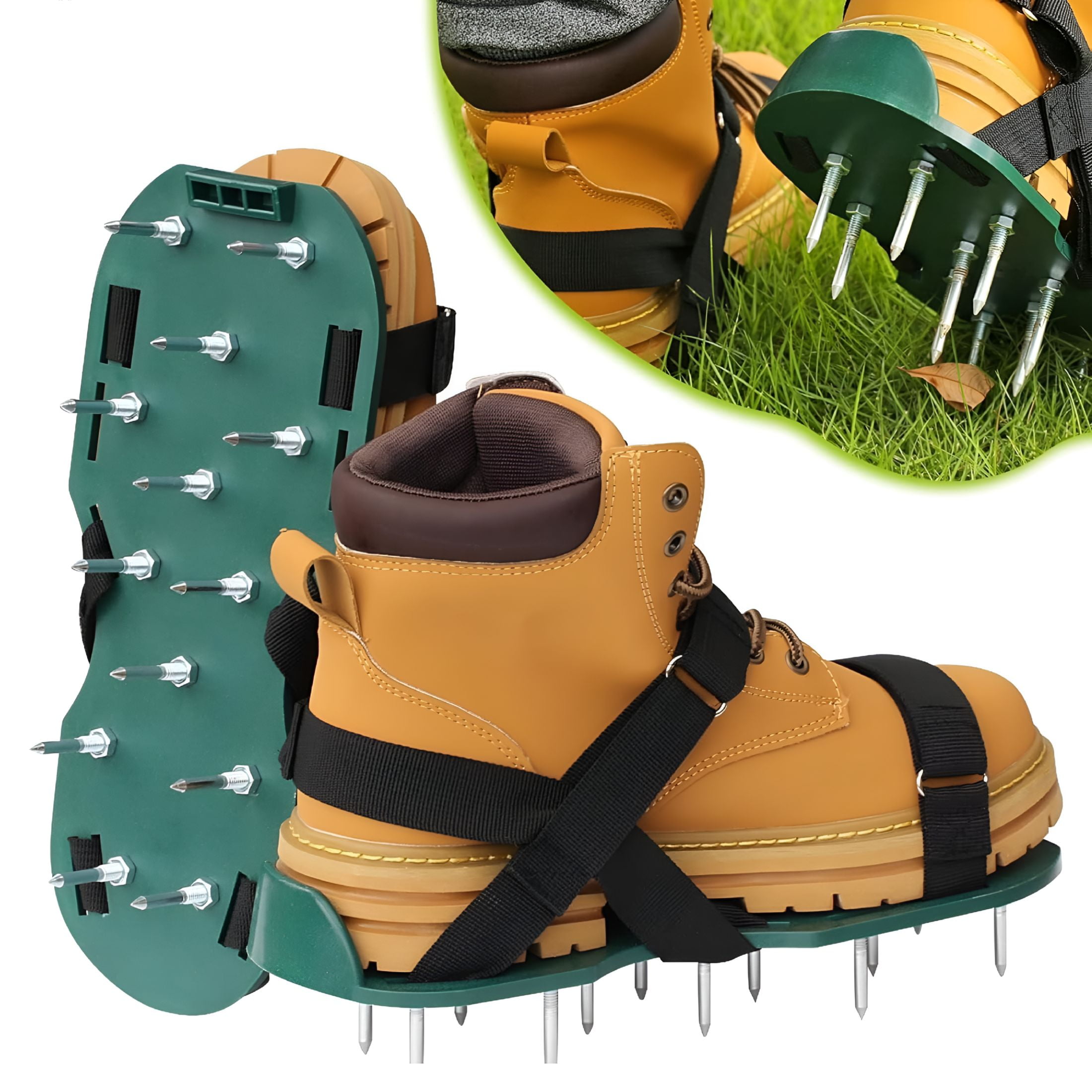 EXLEAF 2026 New Lawn Aerator Shoes with Hook and Loop Strap Adjustable Spikes Shoes Soil Yard Aerator Lawn Care Tool for Patio Garden for Lawn, Yard, Garden, Backyard, Turf