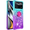 thumbnail image 2 of Slim Phone Case for Xiaomi Poco X4 Pro, Shiny Bling Quicksand Effect TPU Bumper Case with Four Corners Protection Cover for Xiaomi Poco X4 Pro, Blue Purple, 2 of 14