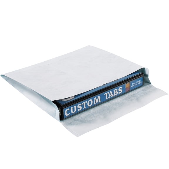 Survivor QUAR4430 Tyvek 10 x 13 18 lb. Heavyweight Square Flap Open End Expansion Mailers - White (100/Carton)