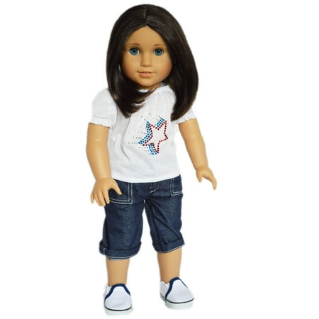 Capris Doll Clothes - My Brittany's Red Star Shirt And Denim Capris For American Girl Dolls