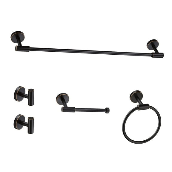5 Piece Bath Hardware Set, Wall Mount Aluminium and Stainless Bathroom Hardware, Oil Rubbed Bronze