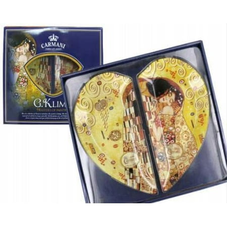 

Decorative Glass Plate Amazing Design Cake Platter Set for Home and Decor in a Gift Box - 8x11 Inches Set of 2 The Kiss Gustav Klimt