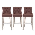 thumbnail image 3 of WestinTrends Hayes 29" Upholstered Wood Bar Stool with Tufted Back (Set of 3), Antique Gray/Brown, 3 of 10