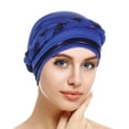 thumbnail image 2 of BKQCNKM Headbands for Women Headband for Washing Face Women Braid Hat Muslim Ruffle Cancer Turban Wrap Cap Headbands, Blue One Size, 2 of 4