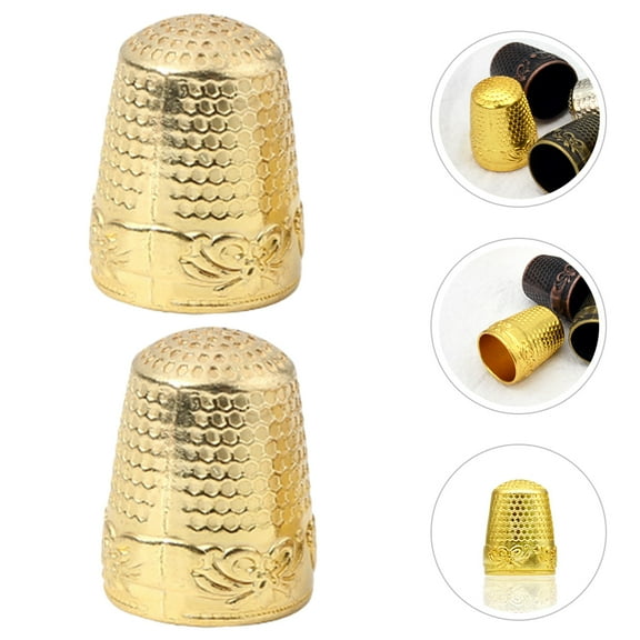 HONMEET 10Pcs Copper Sewing Thimbles for DIY Crafts and Finger Protection in Golden Color