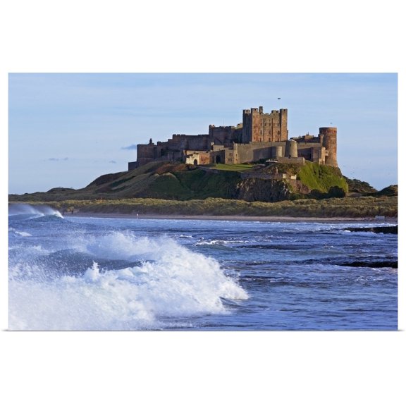 Great BIG Canvas | "View From Ocean Of Bamburgh Castle, Northumberland, England" Art Print - 30x20