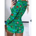 thumbnail image 3 of CHRONSTYLE Women Christmas Print Slim Fit Rompers Jumpsuits Sexy Buttons Up V Neck Long Sleeve Shorts Pajama Bodysuits Sleepwear, 3 of 3