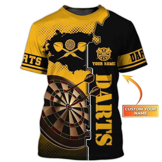 PLstar Cosmos-Camiseta de dardos con nombre personalizado para hombre, camisa con estampado 3D, de manga corta, informal, Unisex, DW82Adult size XXXL Gao Jinjia LED