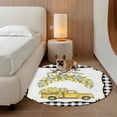 thumbnail image 2 of Yellow Lemon Round Area Rug 3Ft Washable Small Circle Rugs for Kitchen Entryway, Summer Country Truck Floral Botanical Black Plaid Non-Slip Carpet Floor Mats Indoor Outdoor Carpet Runner Home Decor, 2 of 8