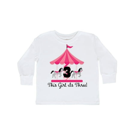 3rd Birthday Carousel Little Girl Toddler Long Sleeve T-Shirt