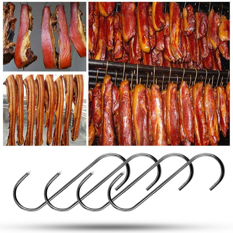 Dream Lifestyle Meat Hooks, Stainless Steel Meat Hook Butcher Hook, Wall  S-shaped Hooks for Hot Cold Smoking, Meat Processing for Hanging, Drying