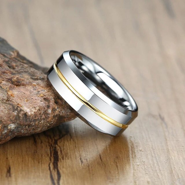 Vnox-Anillos de Carburo de Tungsteno básico de 8mm para hombre, joyería elegante, estilo de línea fina, bandas de boda, regalos de aniversario para él