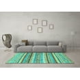 thumbnail image 3 of Ahgly Company Machine Washable Indoor Rectangle Abstract Turquoise Blue Modern Area Rugs, 7' x 10', 3 of 4