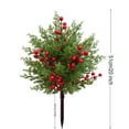 thumbnail image 3 of 20 Inch Artificial Christmas Topiary Ball Flowers, Artificial Branches With Berry Stems And Faux Norfolk Leaves, 1 Piece Outdoor Decoration, 3 of 7