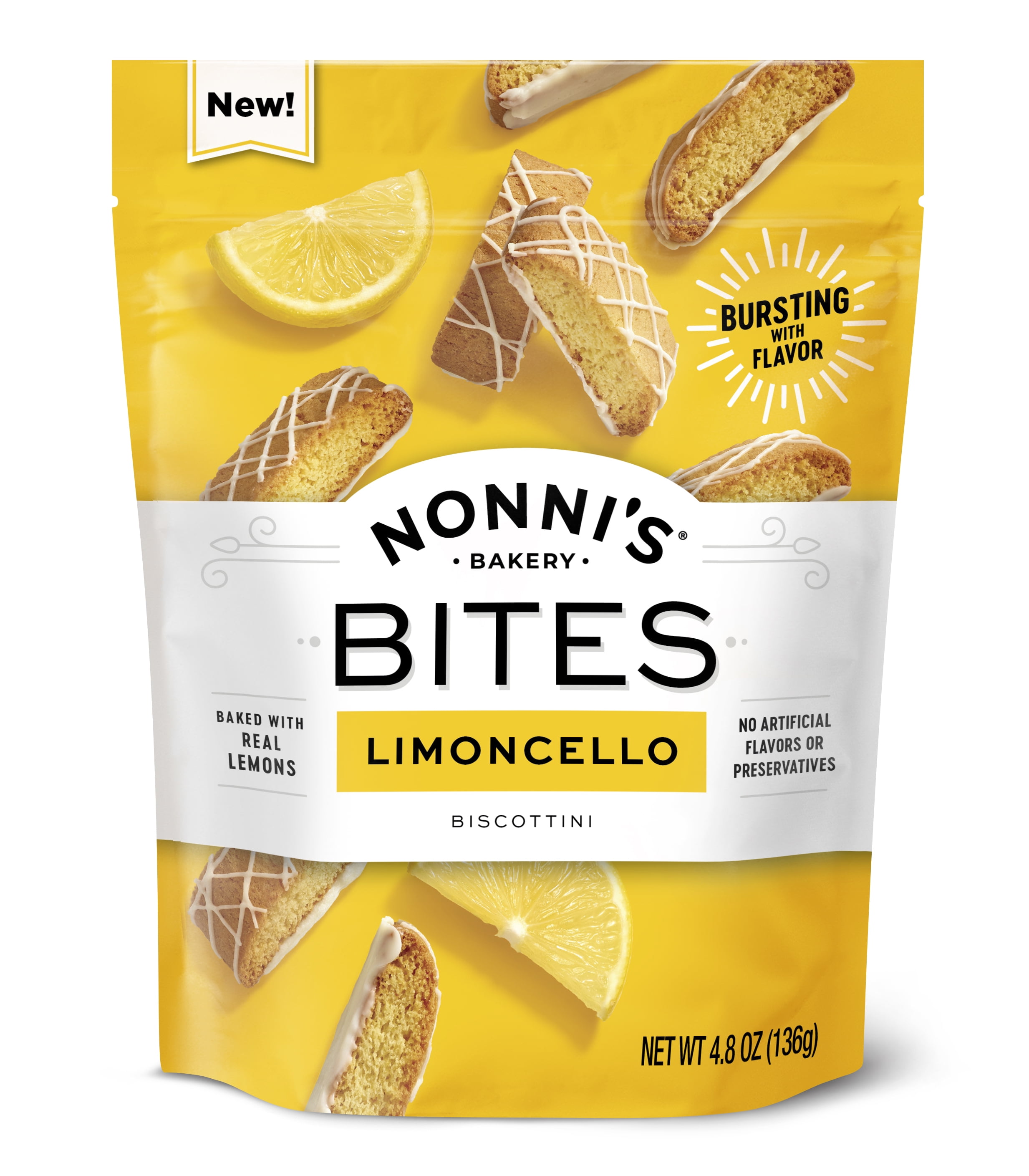 (6 pack) Nonni's, Limoncello Biscotti Bites, 4.8 oz. Bag, Approximately 18 Cookies per Pack