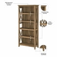 thumbnail image 4 of Bush Furniture Key West Tall 5 Shelf Bookcase, Set of 2, Reclaimed Pine, 4 of 6