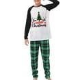 thumbnail image 2 of Family Matching Christmas Pajamas, Christmas Tree Letter Print Long-Sleeved Tops + Plaid Pattern Trousers Sleepwear Outfits, 2 of 10