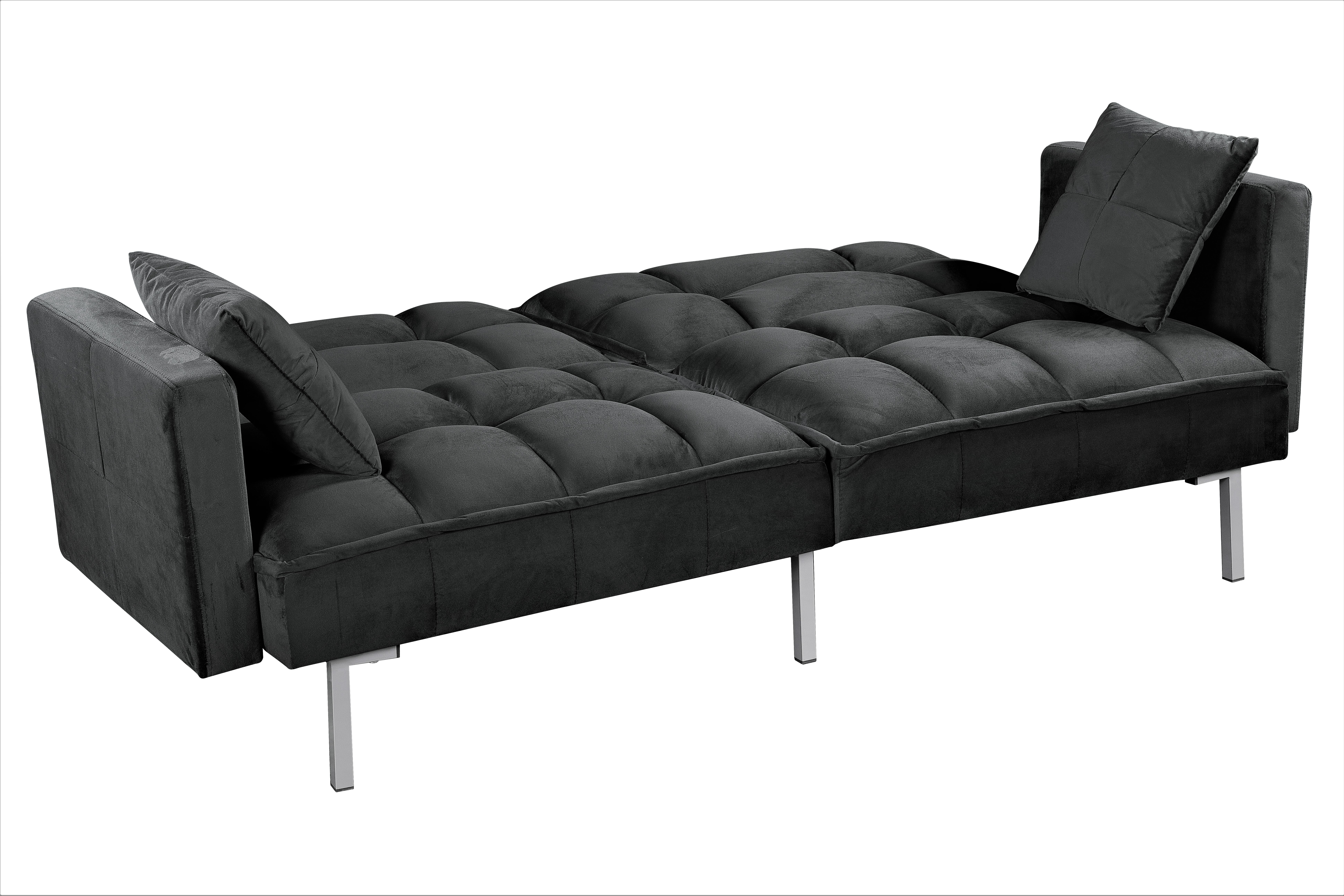 Uspridefurniture Bernal 75.6"W Velvet Futon Sofa Bed Sleeper, Black