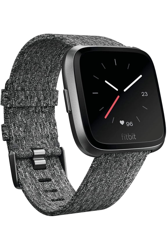 Restored Fitbit Versa Fitness Watch Special Edition (S/L bands included) Charcoal Woven/Graphite Aluminum (Refurbished)