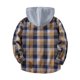 thumbnail image 4 of Ceisia Men's Casual Plaid Patchwork Hooded Button-Up Long Sleeve Shirt Gift, 4 of 9