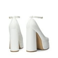 thumbnail image 5 of BURUDANI Women's Platform High Heels Closed Toe Chunky Block Pumps Square Toe Ankle Strap Dress Fashion Party Y2K Shoes, 5 of 6