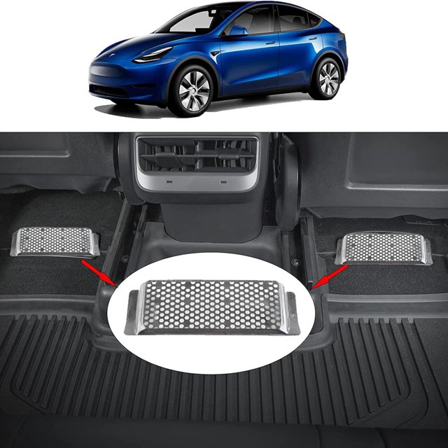 HUGFEGWE Compatible with Tesla Model 3 Backseat Air Vent, Rear Seat Air Vent Cover Grille Air Conditioner Vent Protector Under Front Seat(Silver) CJB91-139508