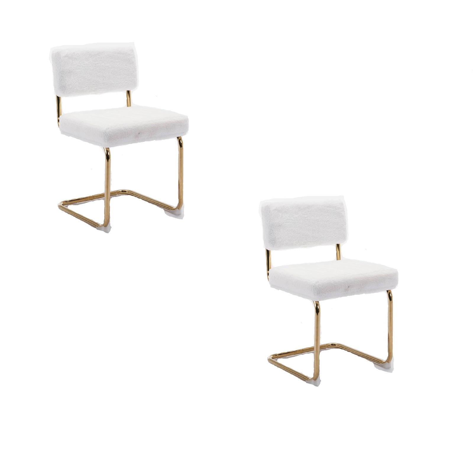 ZZZQ Modern Dining Chairs with Artificial Rabbit Hair, Gold Metal Base ...