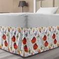 thumbnail image 1 of Watercolor Bed Skirt, Doodle Drawing Style Natural Scene with Butterflies and Flowers Swirl Stripes, Elastic Bedskirt Dust Ruffle Wrap Around for Bedding Decor, 4 Sizes, Multicolor, by Ambesonne, 1 of 2